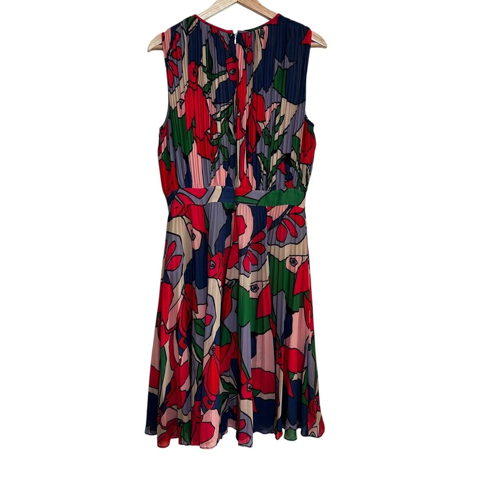 Catherine Malandrino Pleated Floral Midi Dress Size 10 Colorful Designer Career - Picture 7 of 10